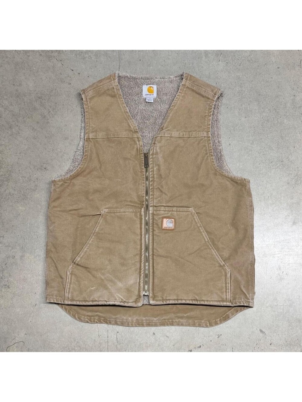 Carhartt Vest Mens Medium Frontier Brown V26 FRB Duck Canvas Sherpa Lined Work